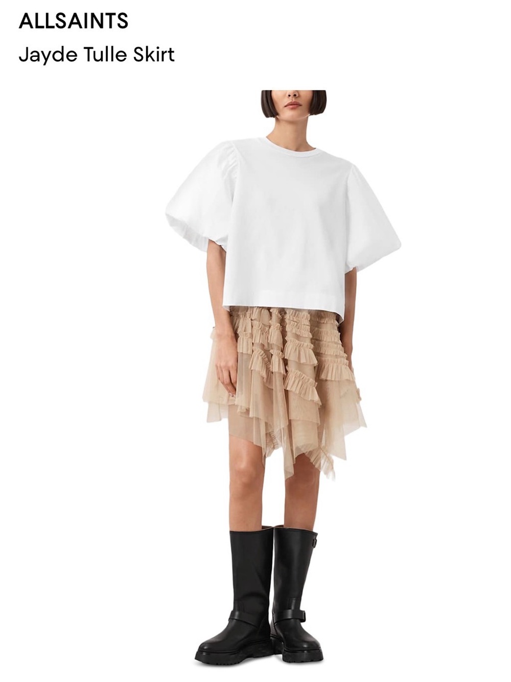ALLSAINTS Jayde Tulle Skirt in Blush Pink